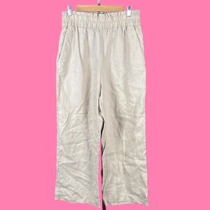 & Other Stories High Waisted Linen Khaki Pants ~ L/XL